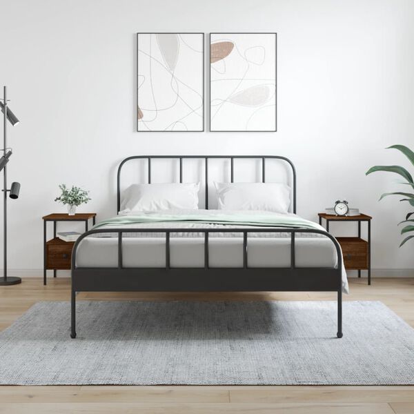 vidaXL Nachtkastjes 2 st 34x36x50 cm bewerkt hout bruin eikenkleur