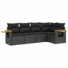 vidaXL 5-delige Loungeset met kussens poly rattan zwart