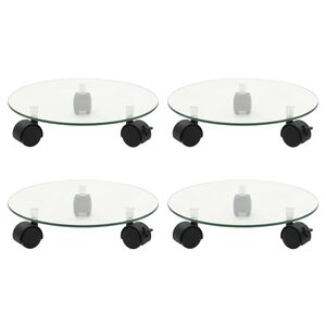 vidaXL Plantenrollers 4 st rond 28 cm gehard glas
