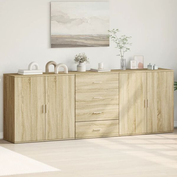 vidaXL Dressoirs 3 st bewerkt hout sonoma eiken