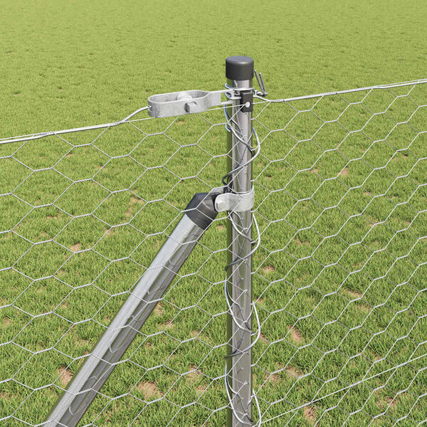 vidaXL Afrasteringspaal Zilver 10 x 1,4 m (36 mm gaas) Staal