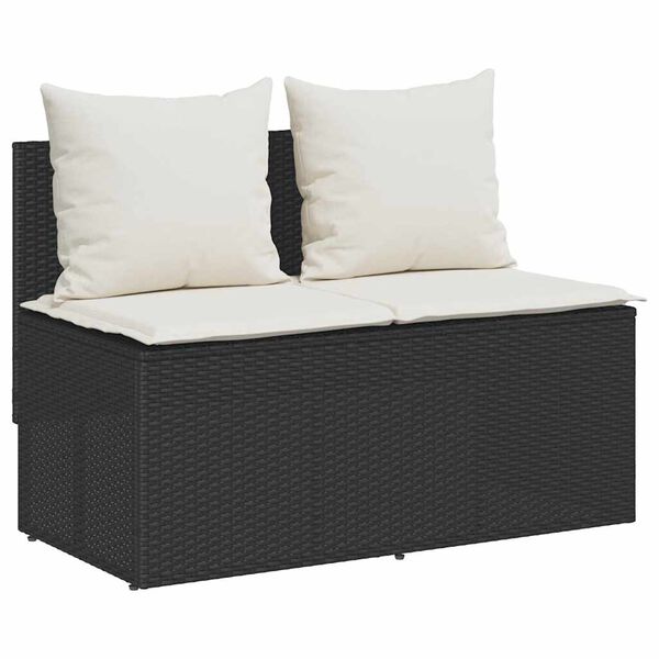vidaXL 3-delige Tuinset met kussens poly rattan zwart