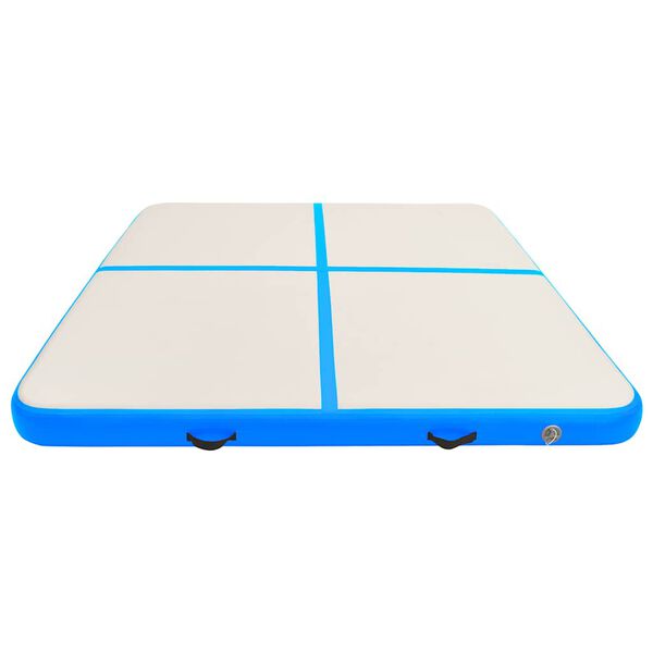 vidaXL Gymnastiekmat met pomp opblaasbaar 200x200x15 cm PVC blauw