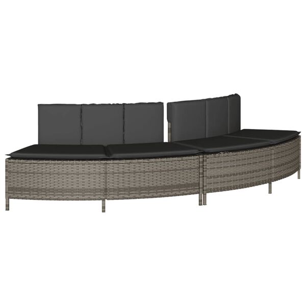vidaXL Hottub-ombouw poly rattan massief acaciahout grijs