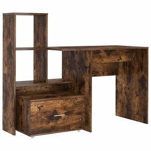 vidaXL Bureau Gerookt eiken 131,5 x 50 x 106,5 cm Bewerkt hout