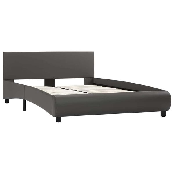 vidaXL Bedframe met LED kunstleer grijs 120x200 cm