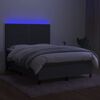 vidaXL Boxspring met matras en LED stof donkergrijs 140x200 cm