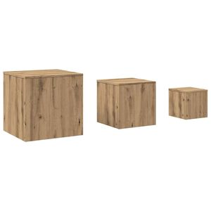 vidaXL Bijzettafels 3 st bewerkt hout artisanaal eikenkleur