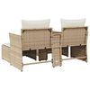 vidaXL Tuinbank 2-zits met voetenbanken poly rattan beige