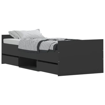 vidaXL Bedframe met hoofd- en voeteneinde zwart 75x190 cm