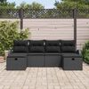 vidaXL Bankstel met kussen met opslag 6 pcs Zwart poly rattan
