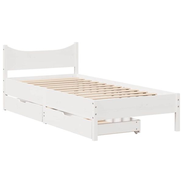 vidaXL Bedframe met lades massief grenenhout wit 90x190 cm