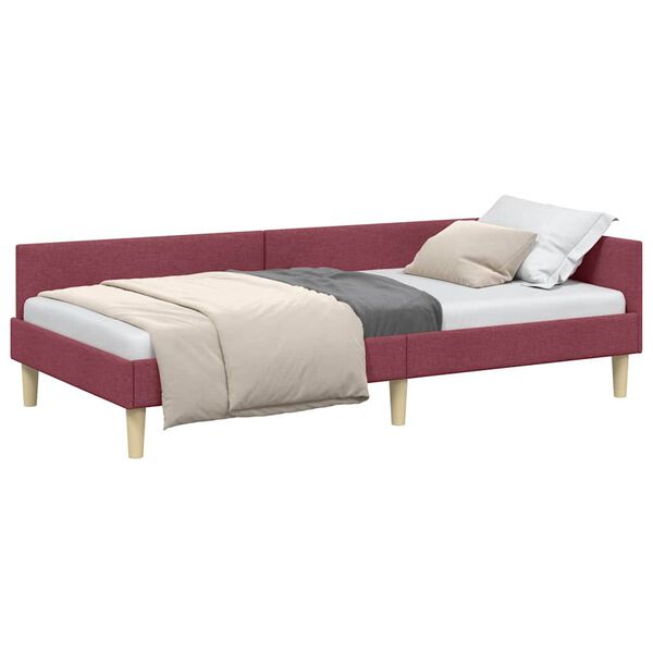vidaXL Hoekbedframe met hoofdeinde Wijnrood 90 x 190 cm Stof