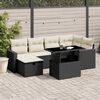 vidaXL 7-delige Loungeset met kussens poly rattan zwart