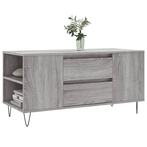 vidaXL Salontafel 102x44,5x50 cm bewerkt hout grijs sonoma eikenkleur
