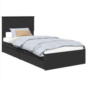 vidaXL Opslag bed met hoofdeinde Zwart 90 x 190 cm Bewerkt hout