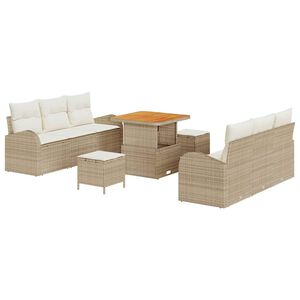 vidaXL Tuinbankenset met kussen 9 pcs Beige poly rattan