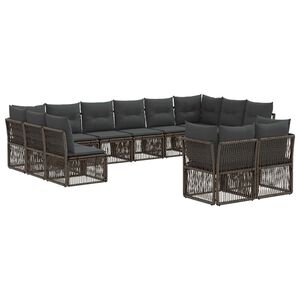 vidaXL Tuinbankenset 12 pcs Grijs poly rattan