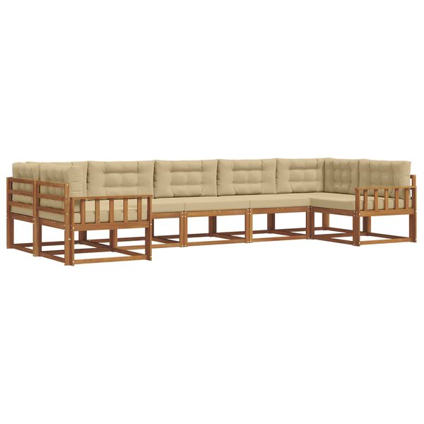 vidaXL Buiten bankenset met kussen 7 pcs Natuurlijk en Beige