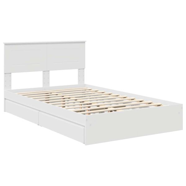 vidaXL Opslag bed met hoofdeinde Wit 120 x 190 cm Bewerkt hout