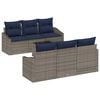 vidaXL Bankstel met kussen 7 pcs Grijs en Marineblauw poly rattan