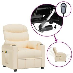 vidaXL Massagestoel elektrisch stof cr&egrave;mekleurig