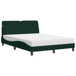 vidaXL Bed met matras fluweel donkergroen 140x190 cm