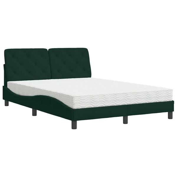 vidaXL Bed met matras fluweel donkergroen 140x190 cm