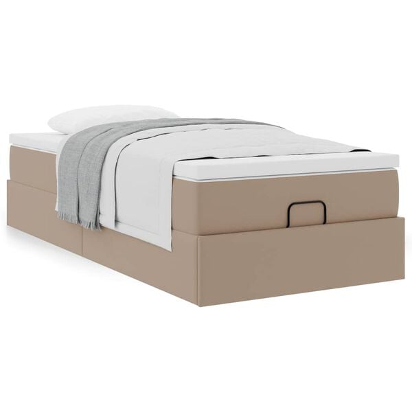 vidaXL Ottoman bed met matras 90x190cm kunstleer cappuccinokleurig