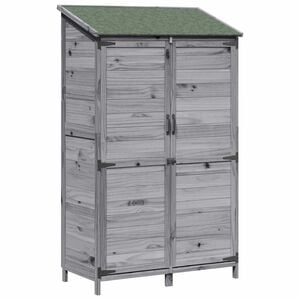 vidaXL Tuinschuur met dak Grijs 106,5 x 56 x 176 cm Massief Vurenhout