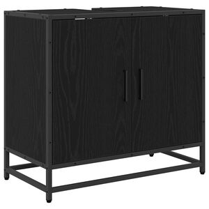 vidaXL Badkamer wastafelkast Zwart Eiken 65 x 33 x 60 cm Bewerkt hout