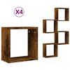 vidaXL Wandrekken kubus 4 st 30x15x30 cm gerookt eiken