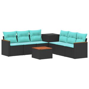 vidaXL Bankstel 8 st Zwart en Blauw 55 x 55 x 37 cm