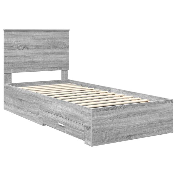vidaXL Bedframe met hoofdeinde Grijs Sonoma 90 x 190 cm Bewerkt hout