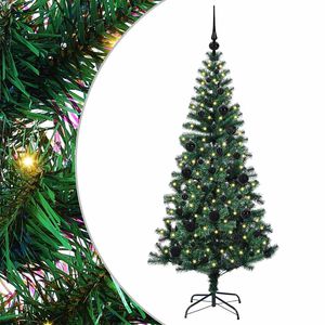 vidaXL Kunstmatig Voorverlicht Kerstboom Groen 150 cm PVC en Metaal