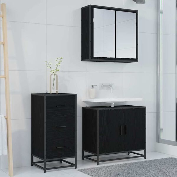 vidaXL Dressoir Zwart Eiken 35,5 x 35 x 76 cm