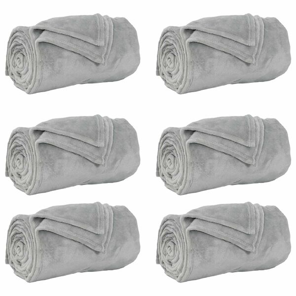 vidaXL Kleden 6 stuks Grijs 220 x 240 cm Fleece