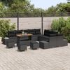 vidaXL Tuin Sofa Set met kussen 14 pcs Zwart Poly riet