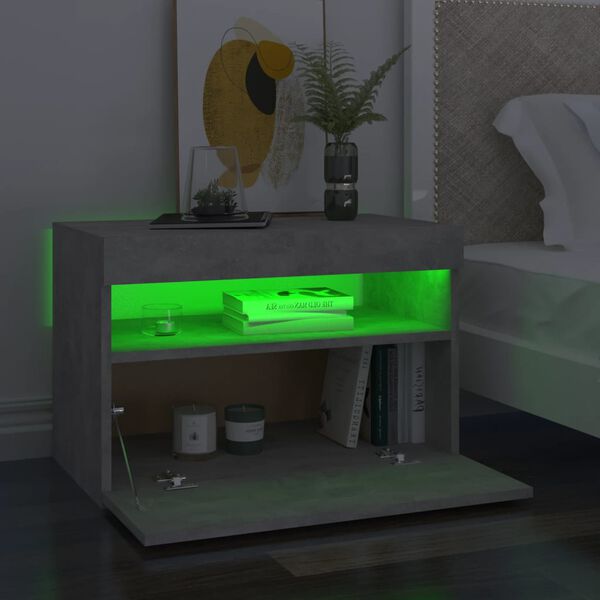 vidaXL Nachtkastje met LED-verlichting 60x35x40 cm betongrijs