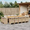 vidaXL 15-delige Tuinset met kussens poly rattan beige