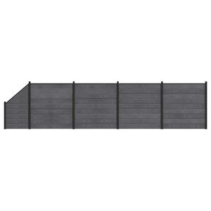 vidaXL Hek set 5 st 792 x 186 cm WPC en Aluminium Grijs
