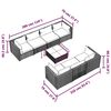 vidaXL 8-delige Loungeset met kussens poly rattan zwart
