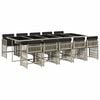 vidaXL 11-delige Tuinset met kussens poly rattan lichtgrijs