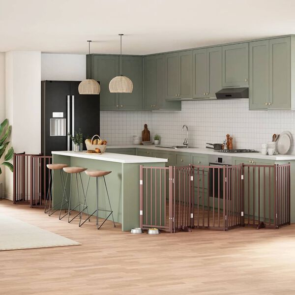 vidaXL Hondenhek inklapbaar 12 panelen 600 cm populierenhout bruin