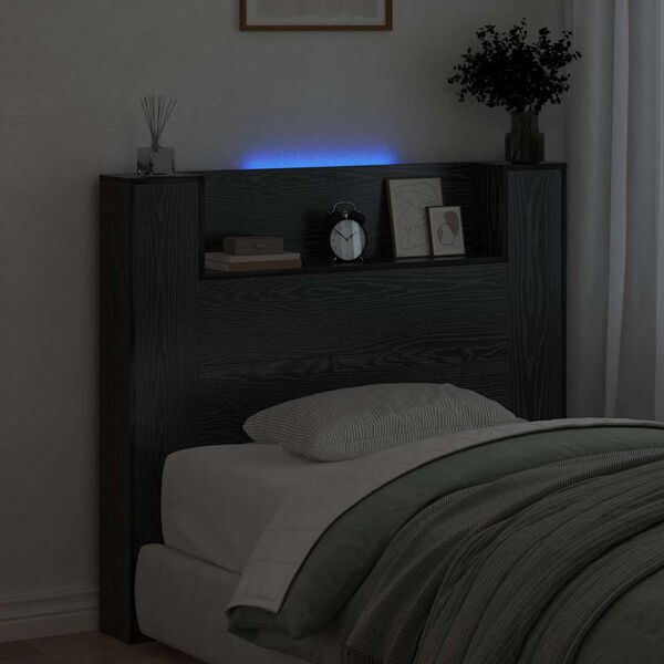 vidaXL Hoofdbord Zwart Eiken 120 x 15 x 103,5 cm Bewerkt hout