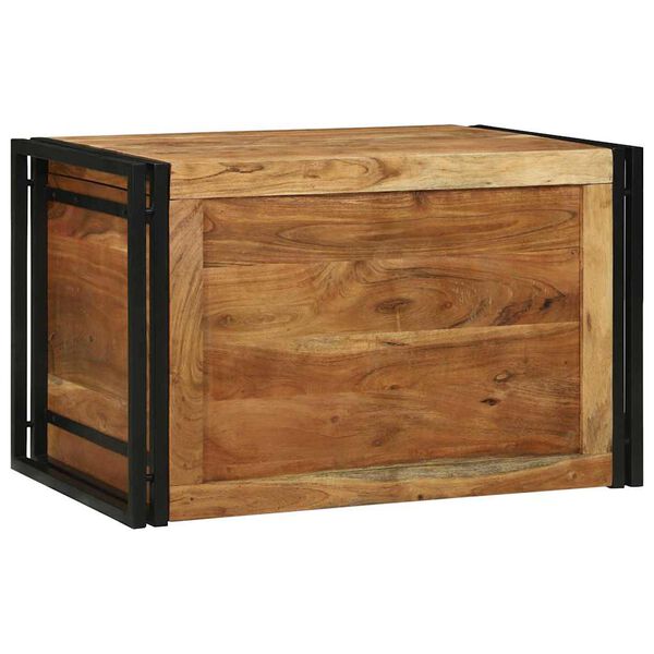 vidaXL Opbergbox met opslag Bruin en zwart 80 x 50 x 50 cm Acaciahout