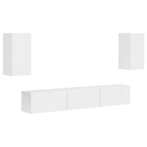 vidaXL Tv-meubelset Wandgemonteerd 5 pcs Hoogglans wit Bewerkt hout