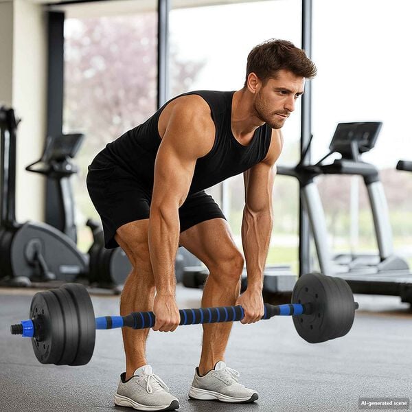 vidaXL 2-in-1 Halter-Barbell Set 30kg Zwart en Blauw