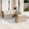 vidaXL 7-delige Loungeset met kussens poly rattan beige