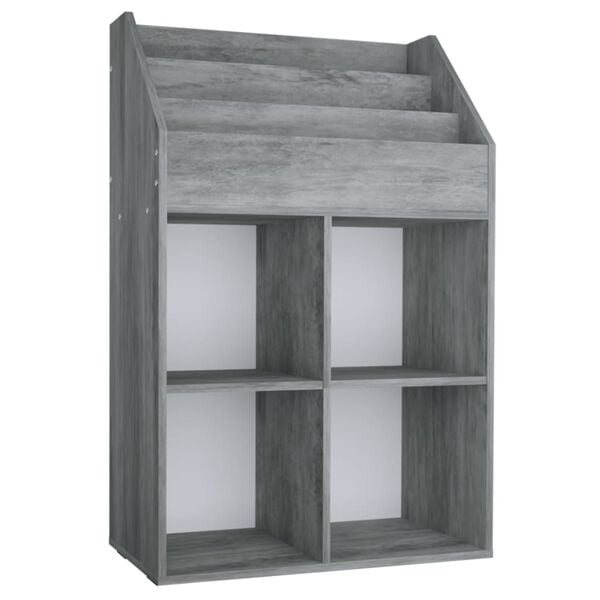 vidaXL Kindertijdschriftenrek 71x30x114 cm bewerkt hout betongrijs